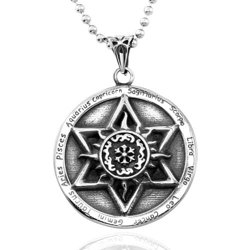 Cool punk biker Retro Six star pendant stainless steel for man or women necklace fashion lover jewelry