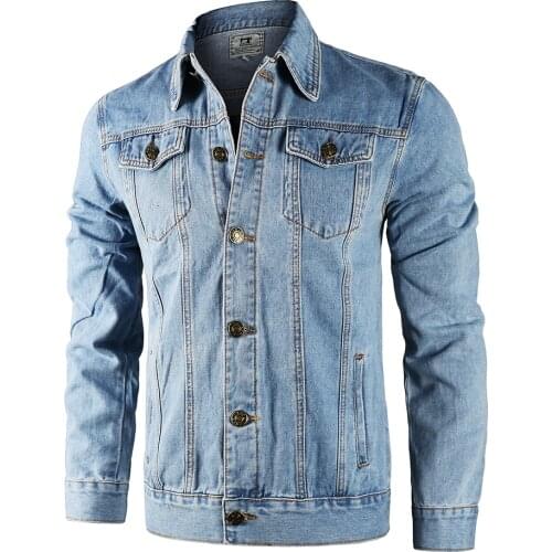 New 2021 Cotton Denim Jacket Men Casual Solid Color Lapel Single Breasted Jeans Jacket Men Autumn Slim Fit Quality Mens Jackets