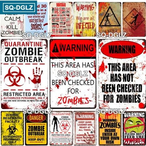 ZOMBIE Metal Sign Plaque Metal Vintage Tin Sign Metal Poster Wall Decor fo Bar Pub Man Cave Decorative Plate Bar Poster