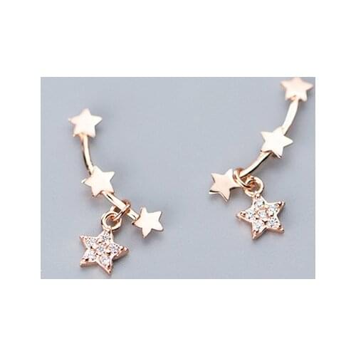 MloveAcc Fashion Exquisite Stackable Stars Stud Earrings for Women Ear Climber Earring Jewelry Valentines Day Gift