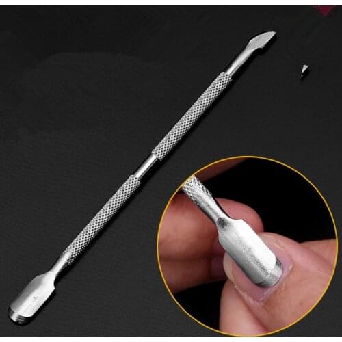 Fashion Design Double Head Stainless Steel Cuticle Nail Pusher Manicure Tool Dead Skin Push for Nail Women Men Hot