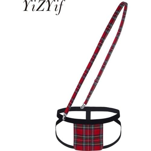 Mens Jockstrap Scottish Kilt G-String Thongs Lingerie Suspender Wrestling Singlet Open Butt Bulge Pouch Loincloth Flap Underwear