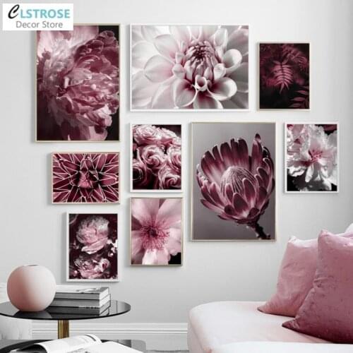 Pink Plant Flower Diamond Painting Kit 5D Rhinestone Embroidery Cross Stitch Kit Mosaic Art Picture Home Decoration Living Room