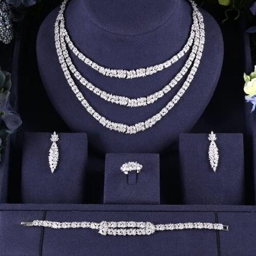 Jankelly Gold-Color 4pcs Bridal Zirconia Jewelry Sets For Women Party, Luxury Dubai Nigeria CZ Crystal Wedding Jewelry Sets
