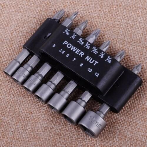 LETAOSK 14Pcs Power Nut Driver Drill Screwdriver Bit Set 5-12mm Socket Wrench Screw 1/4" Hex Shank