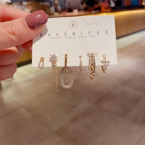 SIPENGJEL Fashion Small Oval Drop Earrings Set Punk Geometric Long Link Chain Hoop Earrings For Women Party Jewelry 2021