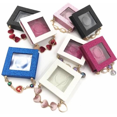 Wholesale false eyelash packaging box lash boxes package faux cils 25mm mink lashes strip Diamond chain case bulk vendors