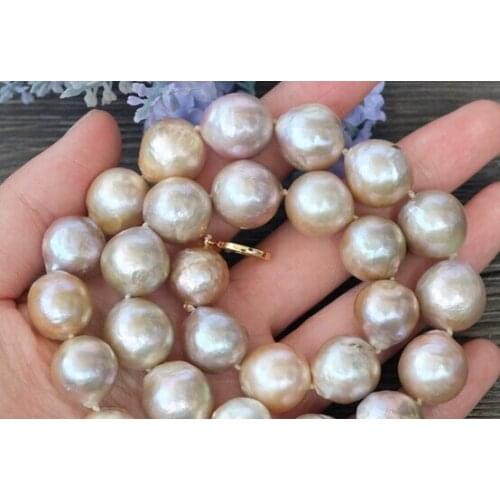 Jewelr 005428 1612MM natural Purple Edison Nucleated Flameball Baroque Pearl Necklace
