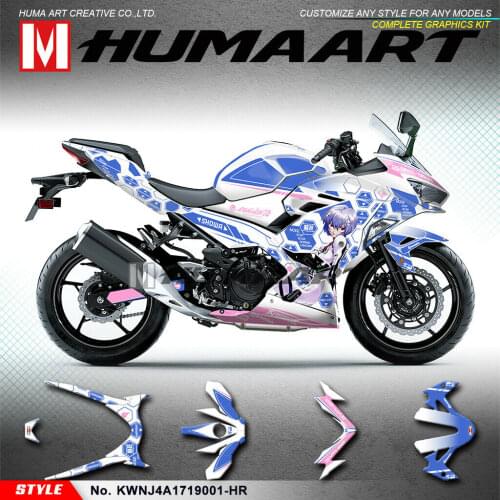 HUMAART Complete Wrap Kit Graphics Decals Stickers for Ninja 400 ABS Ninja400 2017 2018 2019 2020 2021/ Ninja 250 2019 2020