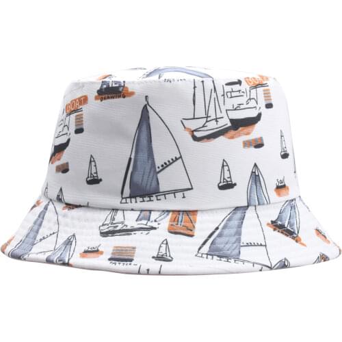 Japanese Style Artistic Fisherman Caps Summer Ins Sailing Graffiti Street Sunshade Outdoor Cotton Panama Bucket Hat Youth F105