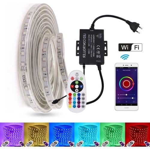 WIFI Led Strip Light RGB 24key Remote Kit With US EU UK AU Power Plug Colorful Flex Led Lamp Strip Waterproof Decortion Lighting