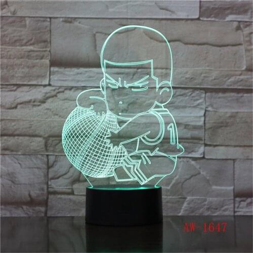 USB 7 Color Changing 3D LED Cute Basketball Boy Night Light Home Atmosphere Decor Table Lamp Baby Sleep Lighting Kids Gift 1647
