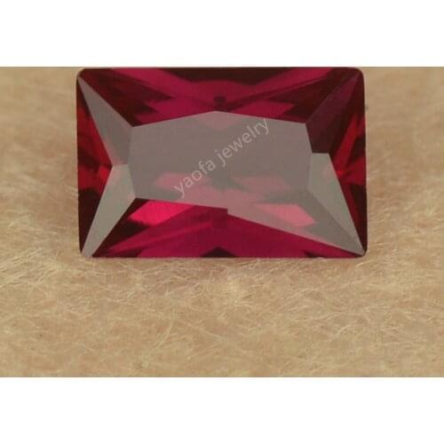 High Quality 5A 1.5x3~13x18mm 8# Deep Red Corundum Rubys Stone Loose Rectangle Cut Baguette Shape Synthetic Gems For Jewelry DIY
