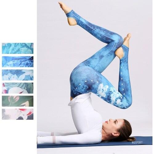 2019 Gym Women Fitness Yoga Pants Slim High Waist Sport Leggings Elastic Romantic Printed Long Tights For Running Tummy Control