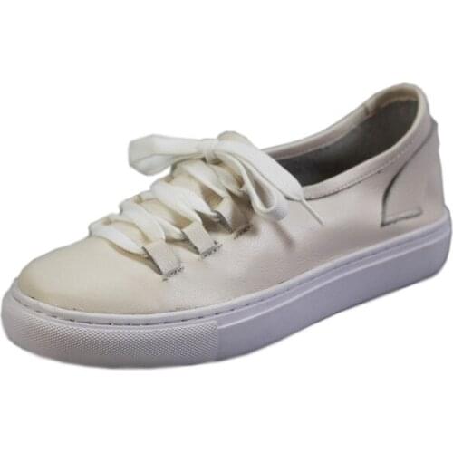 YourSeason Ladies Lace Up Flats Spring Autumn Genuine Leather 2021 Shallow Handmade Women Casual Concise Shoes