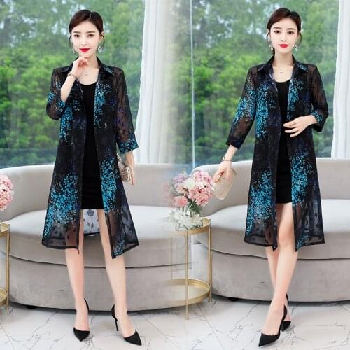 TingYiLi Vintage Print Cardigan Women Summer Chiffon Long Shirt Elegant Ladies M-3XL Plus Size Boho Kimono Cardigan Female