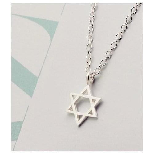 DreamySky Silver Color david star necklaces & pendants for women long statement necklace Kolye Colar