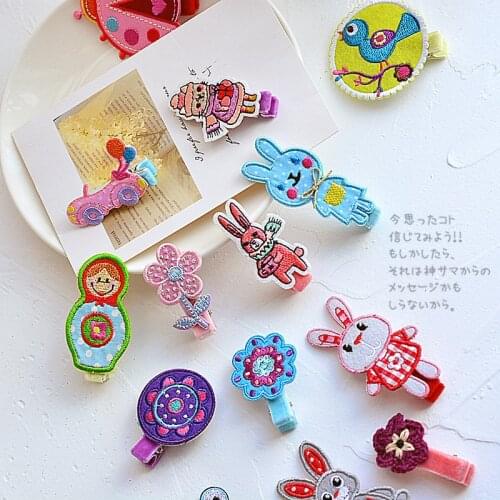 1 PCS New Cute Cartoon Dimensional Embroidery Girls Hairpins Children Hair Accessories Princess Headwear Baby Hair Clips