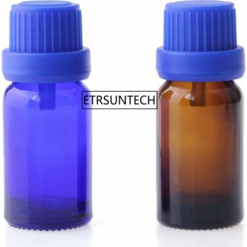 100pcs Amber Blue Glass Bottle with Cap Small Essential Oil Vials bottles for liquid Sample Test F3294