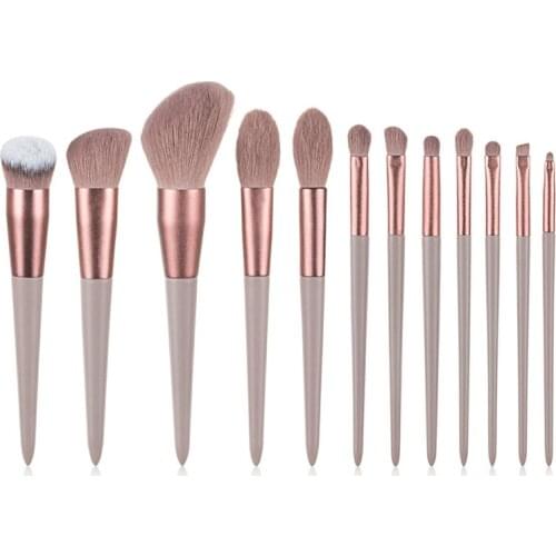 12Pcs Champagne Gold Makeup Brushes Set for Foundation Powder Blush Eyeshadow Blending Cosmetic Tool