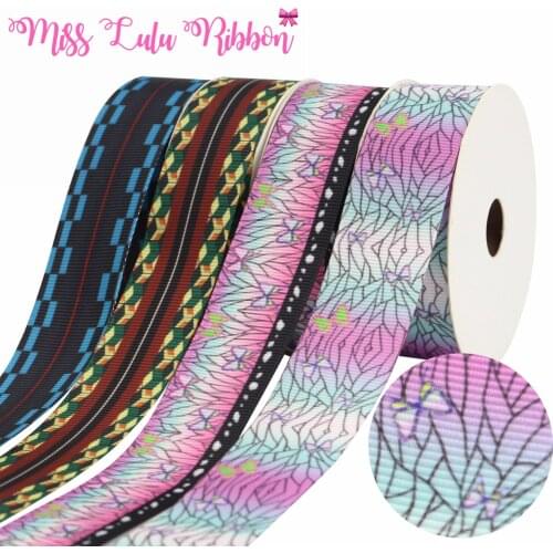 16mm-75mm Japanese Cartoon Ghost Series Ribbon Butterfly Print Grosgrain / Elastic Band Engaged In Cosplay Decoration Hair Knot