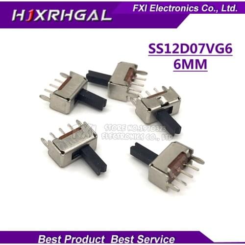 20pcs Toggle switch SS12D07VG6 small toggle switch with bracket 5PIN 2 file handle high 6mm