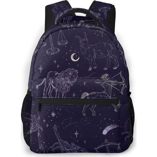 2021 Backpack Women Shoulder Bag Hand Drawn Zodiac Fashion School Bag For Teenage Girl Backpacks Travel Bag