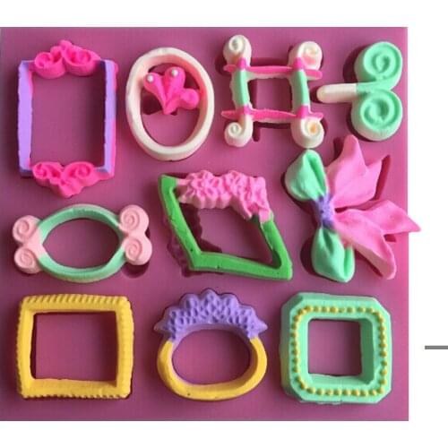 3D fine Frame bows lace chocolate wedding cake decorating tools DIY baking fondant silicone mold T0247