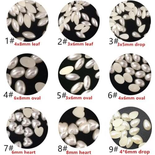 500pcs/pack Japan Korea 3D Nail Decorations Nail Art Accessories Oval Heart Drop Style Pearl Nail Parts DIY Nail Tips Supplies