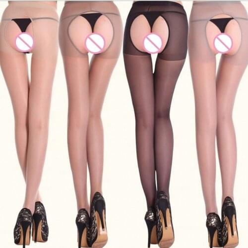 8-Color Fashion Women Sexy Open Crotch Lingerie Stockings Lady Soft Tights Elastic Cutout Erotic Pantyhose Transparent Hosiery