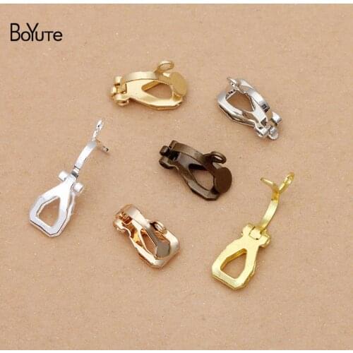 BoYuTe (200 Pieces/Lot) 12MM Metal Brass No Pierced Ear Clip with Loop Diy Earrings Accessories Wholesale