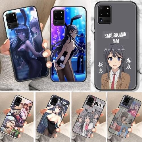 Girl Mai Sakurajima Anime Phone case For Samsung Galaxy Note 4 8 9 10 20 S8 S9 S10 S10E S20 Plus UITRA Ultra black trend hoesjes