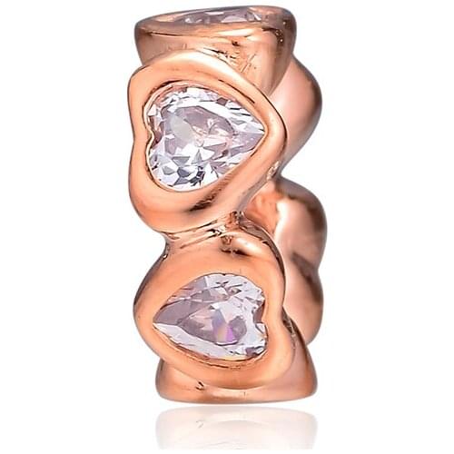 CKK Rose Gold Space In My Heart Spacer Bead Charms 925 Sterling Silver Beads Fit Pandora Bracelets DIY Silver 925 Jewelry