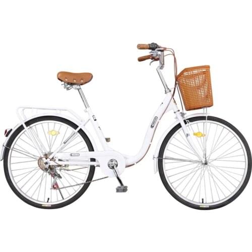 Jniversal 24-Inch 6-Speed Commuter Travel Leisure Bicycle Double Disc Brake For Men And Women