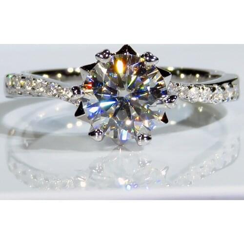 14K Au585 White Gold Women Ring Moissanite Diamonds 1 2 3 4 5 Carat Round Snowflake Wedding Party Engagement Anniversary Ring