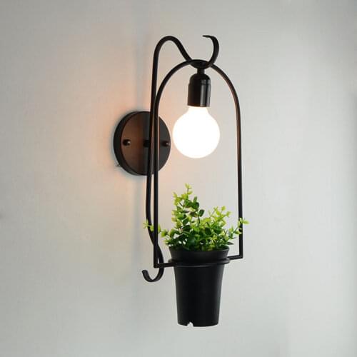 Nordic creative plant light modern wall lamp iron wall bedroom bedside balcony aisle flower shop flower wall lamp