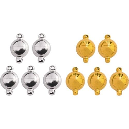 10 Pieces Round Magnetic Clasps for Jewelry Craft Making Gold and Silver
