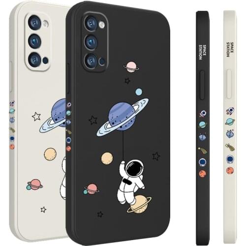 Astronauts Soft silicone Case For OPPO Reno 5 4 Pro 4se Realme GT V5 K7X A11 X A9 2020 A32 A53 broadside Square Cover Phone Case