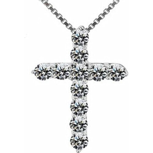 Fashion Crystal Cross Pendant Necklace Womens Chain Jewellery Simple Gift