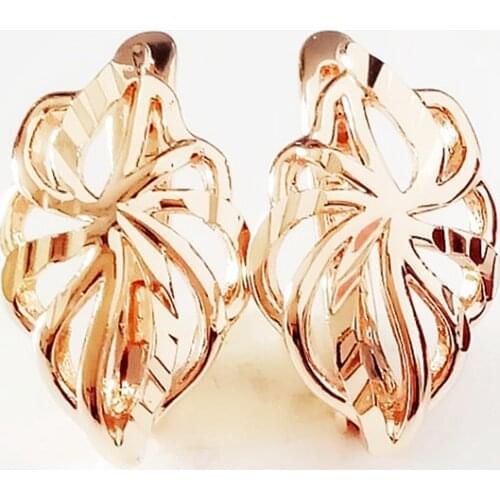 Fashionable Drop Earrings Jewelry For Women Rose 585 Gold Colorg Leaf Shape Earrings Hot New