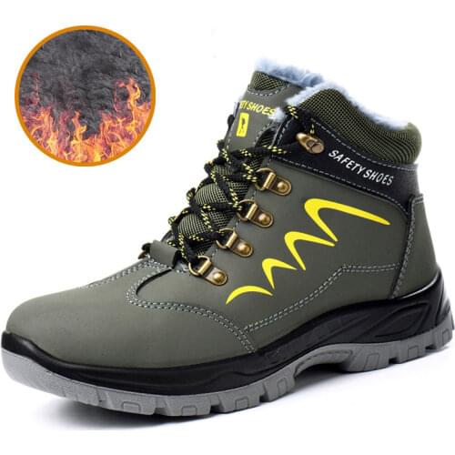 Male Safety Shoes Winter Boots Snow Boots Water Proof Safety Boots Men Boots Steel Toe Work Shoes Anti-puncture Outdoor Sneakers