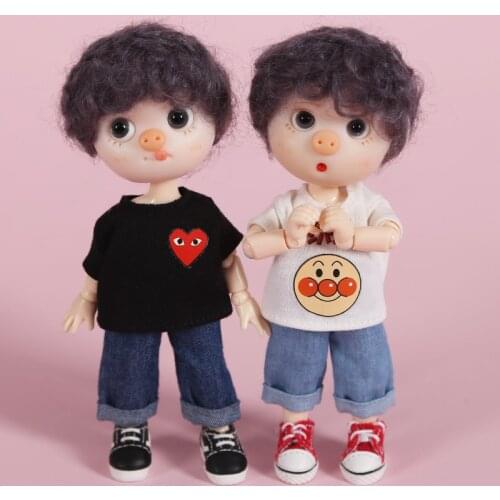New Cute Doll Clothes jeans Pant/cute T-shirt for ob11,obitsu 11,1/12bjd doll clothes accessories for dolls