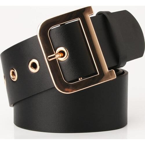 New D Buckle Wide Pu Belt Women Fashion Retro Pin Buckle Belts Female Jeans Dress Brand Design Waistband 2021