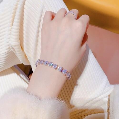New Luxury Heart Zircon Bracelet Trend Charm High Grade Jewelry For Women Wedding Party Anniversary Gift S925 Silvery Hand Chain