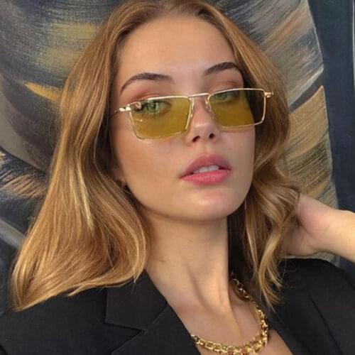 Vintage Metal Small Rectangle Womens Sunglasses Designer Classic Retro Glasses Lady Sun Glasses For Women Fashion 2021 Luxury
