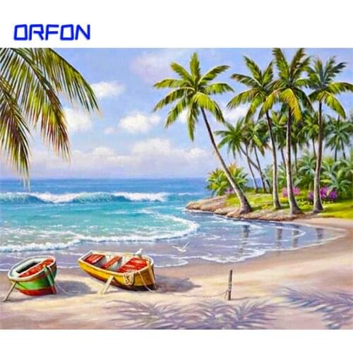 ORFON Seascape DIY Painting By Numbers Wall Art Decor Handpainted Modern Oil Painting On Canvas For Living Room Gift Artwork