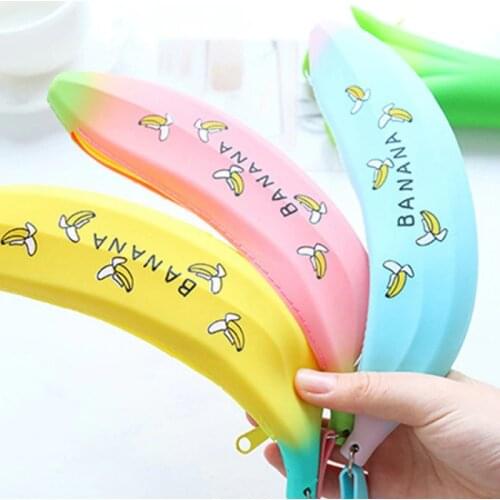 Creative banana pencil case for girls Kawaii Silicone green onions pen pouch Storage bags cute stationery office school supplies