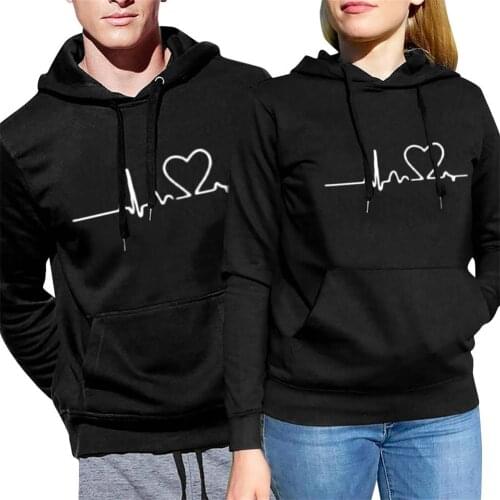 Men and Women Valentines Day Heart Print Loose Pullover Hoodies Autumn Casual Sweatshirt Elegant Short Couple Clothes Coat
