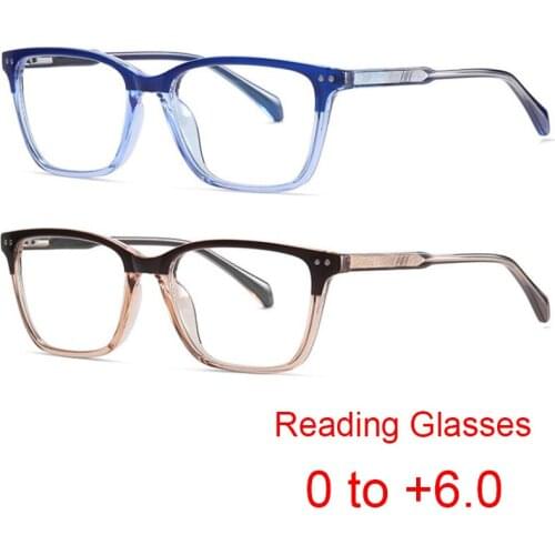 Luxury Two-Tone Square Reading Glasses Women Retro Anti Blue Light Glasses Men Computer Gaming Presbyopia Glasses 0-6.0 Leesbril