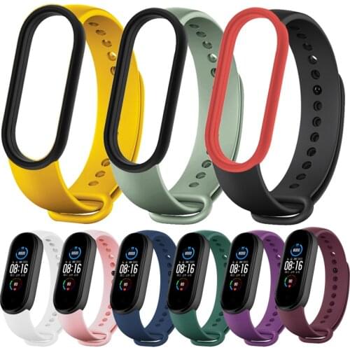 Watch Strap Compatible with Xiaomi Mi Band 5 Anti-sweat Watchband Soft TPU Bracelet Adjustable Sports Band for Xiaomi Mi Band 5